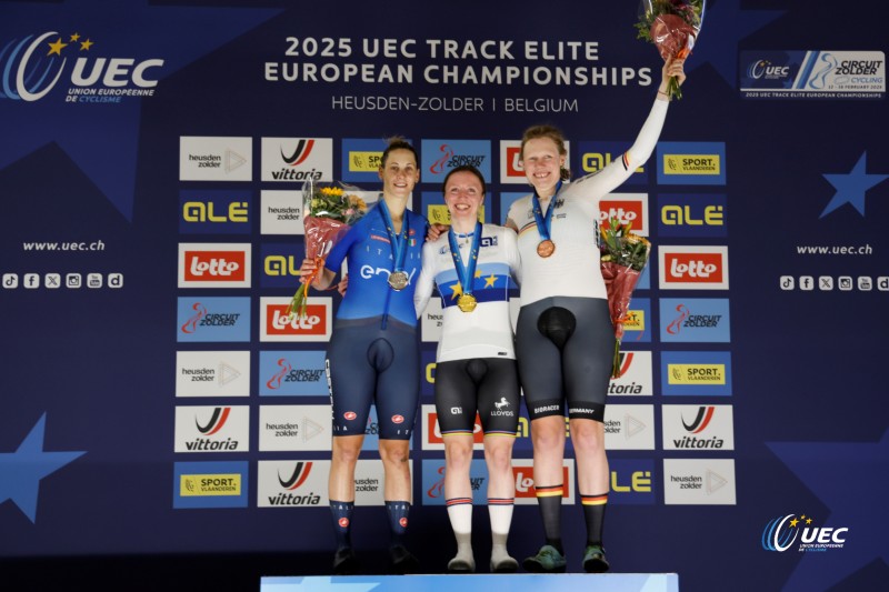 2025 UEC Track Elite European Championships - Zolder  - Day4 - 15/02/2025 - Women?s 1km Time Trial - Martina Fidanza (ITA) - Anna Morris (GBR) - photo Roberto Bettini/SprintCyclingAgency?2025